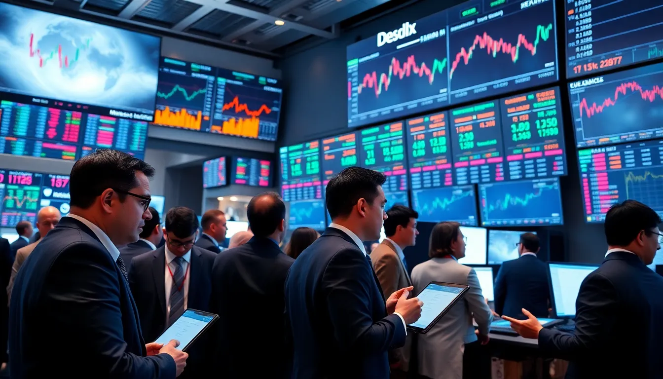 diverse traders analyzing stock market data in a modern trading environment.